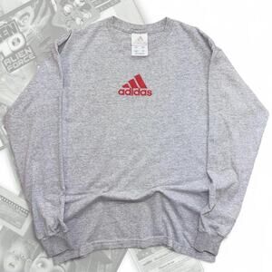 Vintage Y2K Gray / Red Adidas Logo Graphic Long Sleeve Tee